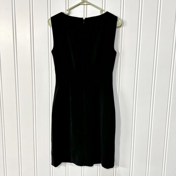 Tahari Dress Women Size 2 Black Asymmetrical Sleeveless Mini Deep V Neck Comfort - Picture 3 of 7